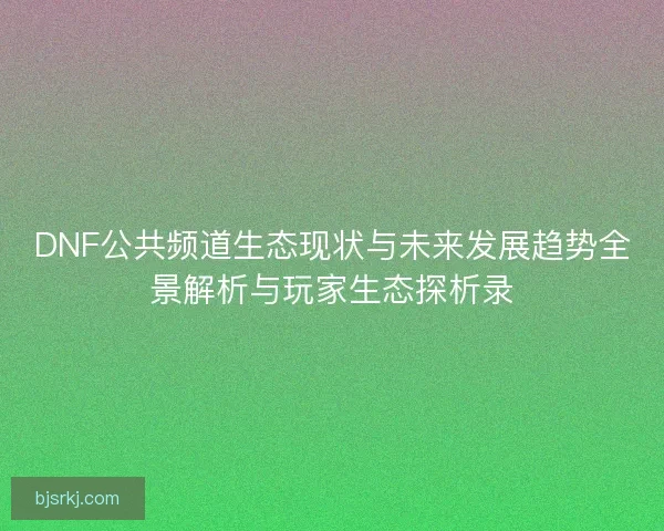 DNF公共频道生态现状与未来发展趋势全景解析与玩家生态探析录