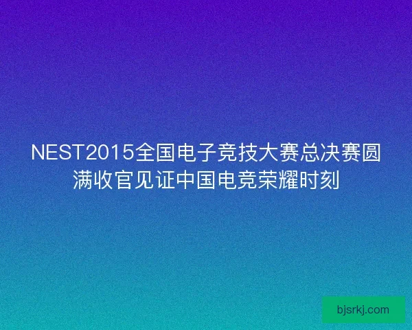 NEST2015全国电子竞技大赛总决赛圆满收官见证中国电竞荣耀时刻